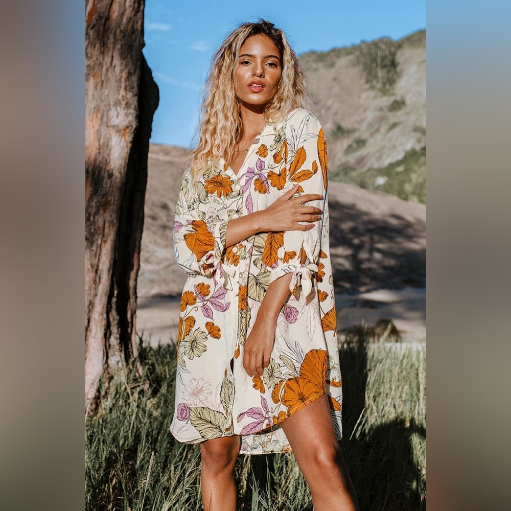 Cupshe Buttoned Shirt Dress Coverup — Medium